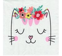 Daisy 20 servilletas de 3 capas para gatos, 33 x 33 cm, color blanco, papel, blanqueado sin cloro, biodegradables, fabricadas en la UE, perfectas para fiestas infantiles y decoraciones de mesa