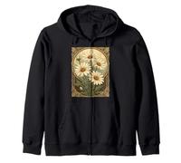 Daisy Art Nouveau Elegance - Flor para el Mes de Nacimiento Sudadera con Capucha