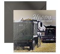 Daisy & Bee - Tarjeta de felicitación de cosecha de cumpleaños - Impresionante diseño abstracto de cosecha de granja - Mensaje de feliz cumpleaños en el interior - 15 cm x 15 cm