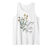Daisy Bee tee Enjoy The Little Things - Camiseta Floral de Verano para Mujer Camiseta sin Mangas