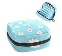 Daisy Blue Cute Period Pouch portátil, bolsa de almacenamiento de tampones para servilletas sanitarias, Varios colores, 4.7x6.6x6.6 in/12x17x17 cm