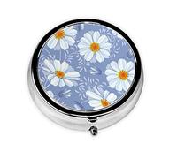Daisy Blue, pastillero, pastillero cuadrado para bolsillo o monedero, pastillero pequeño, organizador de pastillas de viaje
