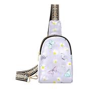 Daisy - Bolsa bandolera pequeña con correa ajustable para mujer, diseño de mariposas, color azul claro, Azul/claro, Mochilero