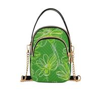 Daisy - Bolso bandolera con múltiples bolsillos, diseño abstracto abstracto y dibujado a mano, color verde neón