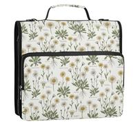 Daisy Botanical - Carpeta con cremallera de 3 anillas de 3 anillas y correa para el hombro, impermeable, con cremallera, para oficina y escuela