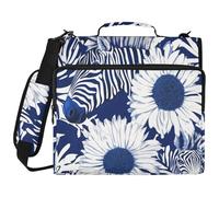 Daisy - Carpeta de 3 anillas de 3,8 cm con bolsillos adicionales con correa, fácil de llevar, organizador de portafolios para escuela secundaria, organizador de cremallera