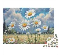 Daisy Field Painting Colourful Daisy Field Landscape 1000 Pcs Puzzle for Adults Beautiful Decoration Puzzle Fun Present 52x38cm/1000pcs