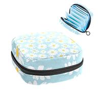 Daisy Floral Blue Period Pouch portátil, bolsa de almacenamiento de tampón para servilletas sanitarias, Varios colores, 4.7x6.6x6.6 in/12x17x17 cm