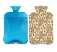 Daisy Flower - Botella de agua caliente con tapa, bolsa de agua caliente transparente de 2 l para compresas frías/calientes, calentador de manos, alivio del dolor de cuello y hombros (floral vintage)