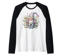 Daisy Flower Garden Gnome Graphic For Women Floral Spring Camiseta Manga Raglan
