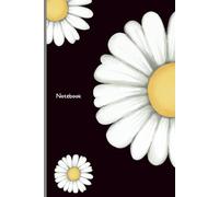 Daisy Flower Notebook - Minimalist Aesthetic Floral Journal, Black Background, 6x9 Lined, 120 Pages - Cute Notebook for Girls & Teens