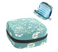 Daisy Flower Period Pouch portátil, bolsa de almacenamiento de tampones para servilletas sanitarias, Varios colores, 4.7x6.6x6.6 in/12x17x17 cm