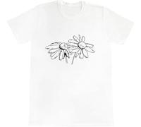 Daisy Flowers' Men's Cotton T Shirts Casual Graphic Tops White L