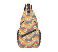 Daisy Groovy Flowers Psychedelic Floral Rainbow Smileing Faces Sling Bag, Chest Bag Daypack, Crossbody Sling Mochila para Viajes, Deportes, Correr, Senderismo