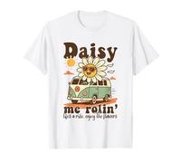 Daisy Me Rolin' Life'S a Ride Enjoy The Flowers Retro Camiseta