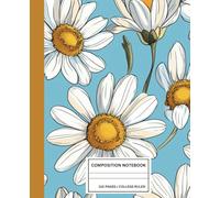 Daisy Notebook for Women - Fresh White Daisies on Blue Sky - College Ruled Journal, 110 Pages, 7.5 x 9.25 - Ideal for Summer Writing, Lists, and Positivity Practice - Cute Floral Notebook