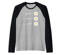 Daisy Plant Peace Love Smile Common Daisy Flower Camiseta Manga Raglan