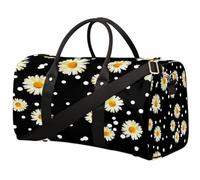 Daisy Polka Dots - Bolsa de viaje de viaje, bolsa deportiva negra, bolsa de gimnasio, bolsa plegable para fin de semana, bolsa de noche con asa de equipaje para mujeres y hombres, Margarita con