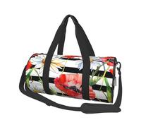 Daisy Poppy - Bolsa de viaje con diseño de flores a rayas para hombres y mujeres, bolsa deportiva para viajes de fin de semana, trabajo, camping