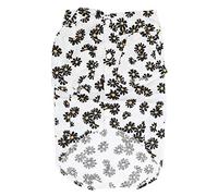 Daisy Print Dog Shirt | Soft Breathable Cotton T - Shirt for Small Dogs/Cats | Lightweight Pet Clothes for Daily Use & Parties | Easy On - Off Machine Washable Design (XZCS04 White)