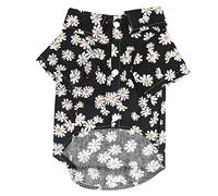 Daisy Print Dog Shirt | Soft Breathable Cotton T - Shirt for Small Dogs/Cats | Lightweight Pet Clothes for Daily Use & Parties | Easy On - Off Machine Washable Design (XZCS03 Black)