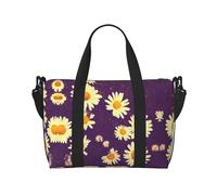 Daisy Purple Flowers Print - Bolsa deportiva versátil para gimnasio, acompañante para tus viajes y rutinas de fitness, color negro, talla única, Black, Talla única