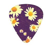 Daisy Purple Flowers - Púa de guitarra excepcional, impresión completa de un solo lado, púa de material ABS, diversos grosores para una experiencia musical variada, ideal para guitarras y ukeleles,