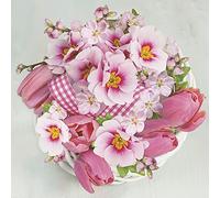 Daisy Servilletas de papel de seda de 3 capas con diseño de flores primaverales para decoupage, 33 cm x 33 cm, paquete de 20 (ramo rosa en corona)