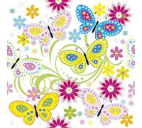 DAISY Servilletas de papel de seda de 3 capas para decoupage, 33 x 33 cm, paquete de 20 (mariposas de colores gráficos con flores)
