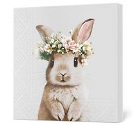 Daisy Servilletas decorativas de papel de seda de 3 capas de Pascua para decoupage, 33 cm x 33 cm (paquete de 20) (conejo en corona floral)