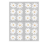 Daisy Stickers, 15 x 20 cm, PVC Boho Wall Decals Decorative Flower Wall Stickers Decor for Offices, Bedroom, Living Room, Preschool,