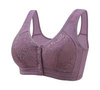 Daisy - Sujetadores para mujeres mayores, cómodos, cómodos, con cierre frontal, sin aros, push up, para uso diario, Morado (, L