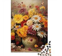 Daisy Vase Rompecabezas Classic Still Life Art 1000 Piezas Papel Reciclado para Mujeres, Regalos para Hombres Rompecabezas Extremadamente Difícil Y Desafiante 38x26cm/1000pcs