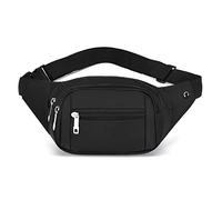 DAITET Riñonera para hombres y mujeres, riñonera cruzada con cinturón ajustable, gran capacidad para viajes, senderismo, ciclismo, entrenamiento, casual, A Zipper Black, L, Nailon