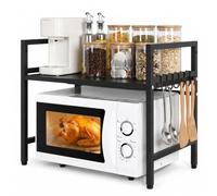 Daitore Estante extensible para microondas, estante de cocina, estante de cocina, de pie, para microondas, horno, cafetera, estante estable para microondas (negro)