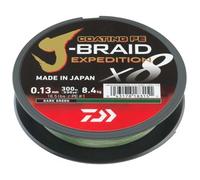 DAIWA J-Braid Expedition X8E, 0,10mm, 6,9kg/15,2lbs, 300m, Dark Green/Verde Oscuro, Sedal Trenzado, Hilo de Pescar, 12551-110
