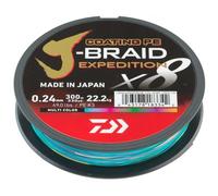 DAIWA J-Braid Expedition X8E, 0,24mm, 22,2kg/49,0lbs, 300m, Multi-Color, Sedal Trenzado, Hilo de Pescar, 12552-124