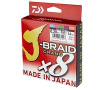 Daiwa J-Braid Grand X8E 0.22mm, 19.5kg/43.0lbs, 300m, Multicolor, Línea de Pesca trenzada, 12795-122