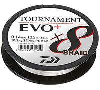 Daiwa Tournament 12763-010 X8 Trenzado EVO+ 0,10 mm, 6,7 kg/14,7 Lbs, 135 m, color blanco