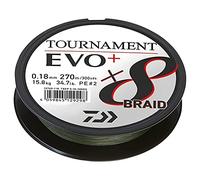 Daiwa Tournament X8 Braid EVO+ 0.26mm, 19.8kg/43.7lbs, 270m, Verde Oscuro, Sedal Trenzado, 12760-126