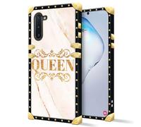 DAIZAG Case Compatible with Samsung Galaxy Note 10,B Queen Square Case Luxury Elegant Women Girls Metal Decoration Corner Classic Retro Soft TPU Case
