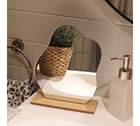 DaizySight Espejo de Escritorio para Ins, Espejo acrílico de Mesa Irregular con Base de Madera, decoración estética para Sala de Estar y hogar, Forma de Estrella