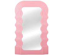 DaizySight Espejo Ondulado Irregular para decoración estética de Dormitorio, Bonito y Elegante Acabado Mate, Marco de plástico para decoración de tocador, Escritorio, Color Rosa