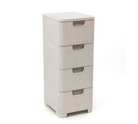 Dajar Curver 209 907 Torre de Almacenamiento Estilo Aspecto Rattan Polipropileno 4 x 14 L
