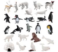 DAJASD 26 Piezas Figuras de Animales Polares, Figuras De Animales Árticos, Mini Juguetes De Animale Árticos Pingüino, Oso Polar, Foca, Búho De Nieve, Bajo El Mar Navidad Cumpleaños Regalo para niños