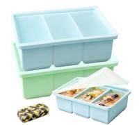 DAJASD 2PCS Bandejas De Silicona Para Congelador, Silicona Extra Grande para congelador, Congeladorde 2 Taza con Tapa para Congelar Sopas, Preparar Comidas, Azul+Verde, 250ml