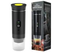 DAJASD 3 en 1 Cafetera Portátil, 12V Cafetera Espresso Portátil, Cafetera Espresso Eléctrica Portátil con USB-C con Cápsula y café molido para RV, Acampada, Senderismo, Oficina y Hogar(Negro)