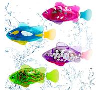 DAJASD 4 Piezas Robo Fish, Peces de Juguete, Reutilizable Peces Electrónicos, Peces Robot, Robofish Pez con Luz, Pez Robot Juguete, Peces Flotantes, Robot Peces Bañera para Niños Mascotas