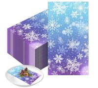 DAJASD 40 Servilletas de Navidad, Servilletas de Papel con Diseño, Servilleta de Fiesta de Navidad Copo de Nieve, Tejido Azul, para Cumpleaños, Bodas, Navida, Baby Showers