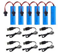 DAJASD 800mAh 3.7V Litio RC Batería, 6 Piezas 14500 Batería de Carreras de baterías Recargable con Cargador USB, bateria 3.7v para Coches, Barcos, Tanques con Control Remoto, Robots